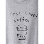 Grey First I Need Coffee Long Sleeves Sweatshirt