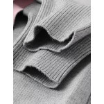 Grey Batwing Style Sleeves Fringe Hem Poncho Sweater Cardigan
