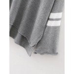 Grey White Stripes V Neck Loose Winter Sweater