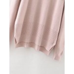 Pink Hollow Out Long Sleeves Winter Sweater