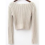 Pink Ribbed Round Neck Long Sleeves Sweater
