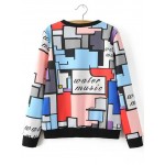 Rainbow Multi Color Water Music Abstract Painting Patchwork Long Sleeves Sweatshirt