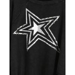 Black Star Long Sleeves Ripped Sweatshirt