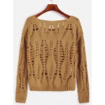 Brown Loose Shoulder Knitted Winter Sweater