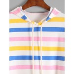Rainbow Multi Striped Cropped Hoodie Hooded Sweatshirt