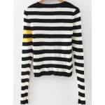 Black White Stripes Zebra Slit Sleeve Sweater Knitwear