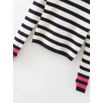 Black White Stripes Zebra Sleeve Crop Knitwear