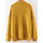 Yellow Open Front Loose Long Sleeves Cardigan Coat Sweater