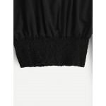 Black Hollow Out Open Shoulder Crochet Cropped Blouse