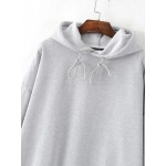 Grey Long Sleeves Hoodie Hooded Loose Sweatshirt
