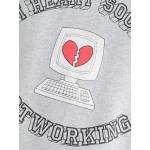 Grey I Heart Social Not Working Cropped Long Sleeves Sweatshirt