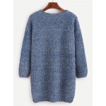 Blue Round Neck Loose Knit Sweater