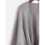 Grey Batwing Long Sleeves Trim Coat Cardigan