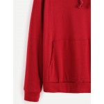 Burgundy Red Front Pocket Hoodie Hooded Sweatshirt
