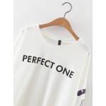 White Perfect One Print Long Sleeves Sweatshirt