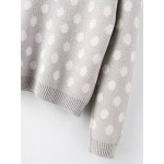 Grey White Polka Dot Patches Winter Sweater
