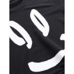 Black Happy Smile Face Long Sleeves Sweatshirt