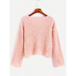 Pink V NeckThick Winter Cable Knit Sweater