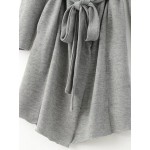 Grey Shawl Long Sweater Pocket Belt Coat 