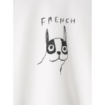 White Black Long Sleeves French Dog Sweatshirt