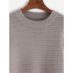 Grey Round Neck Drop Shoulder Winter Sweater