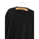 Black Round Neck Asymmetrical Hem Sweater