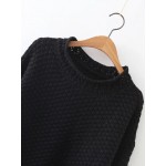 Black Loose Long Sleeves Winter Neck Sweater
