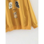 Yellow Cartoon Dogs Print Long Sleeves Sweatshirt