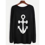 Black Anchor Sailor Raglan Sleeve Sweater