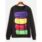 Black Giant Colorful Macarons Long Sleeves Sweatshirt