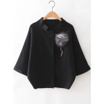 Black Loose Batwing Sleeves Sweater Coat 