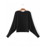 Black Loose Round Neck Long Sleeves Sweater