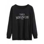 Black Tres Mignon Long Sleeves Crew Neck Sweatshirt