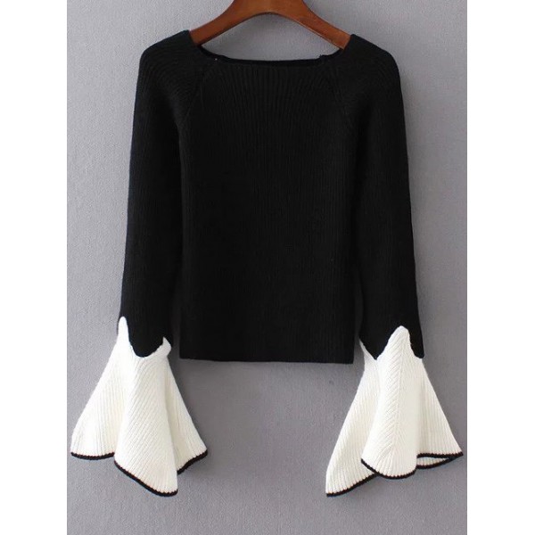 Black White Sleeves Knitwear Sweater