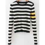 Black White Stripes Zebra Slit Sleeve Sweater Knitwear