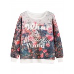 Blue What a Wonderful World Long Sleeves Quilted Sweatshirt