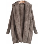 Brown Open Front Loose Long Jacket Cardigan