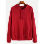 Burgundy Red Front Pocket Hoodie Hooded Sweatshirt