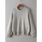 Grey Round Neck Loose Winter Sweater