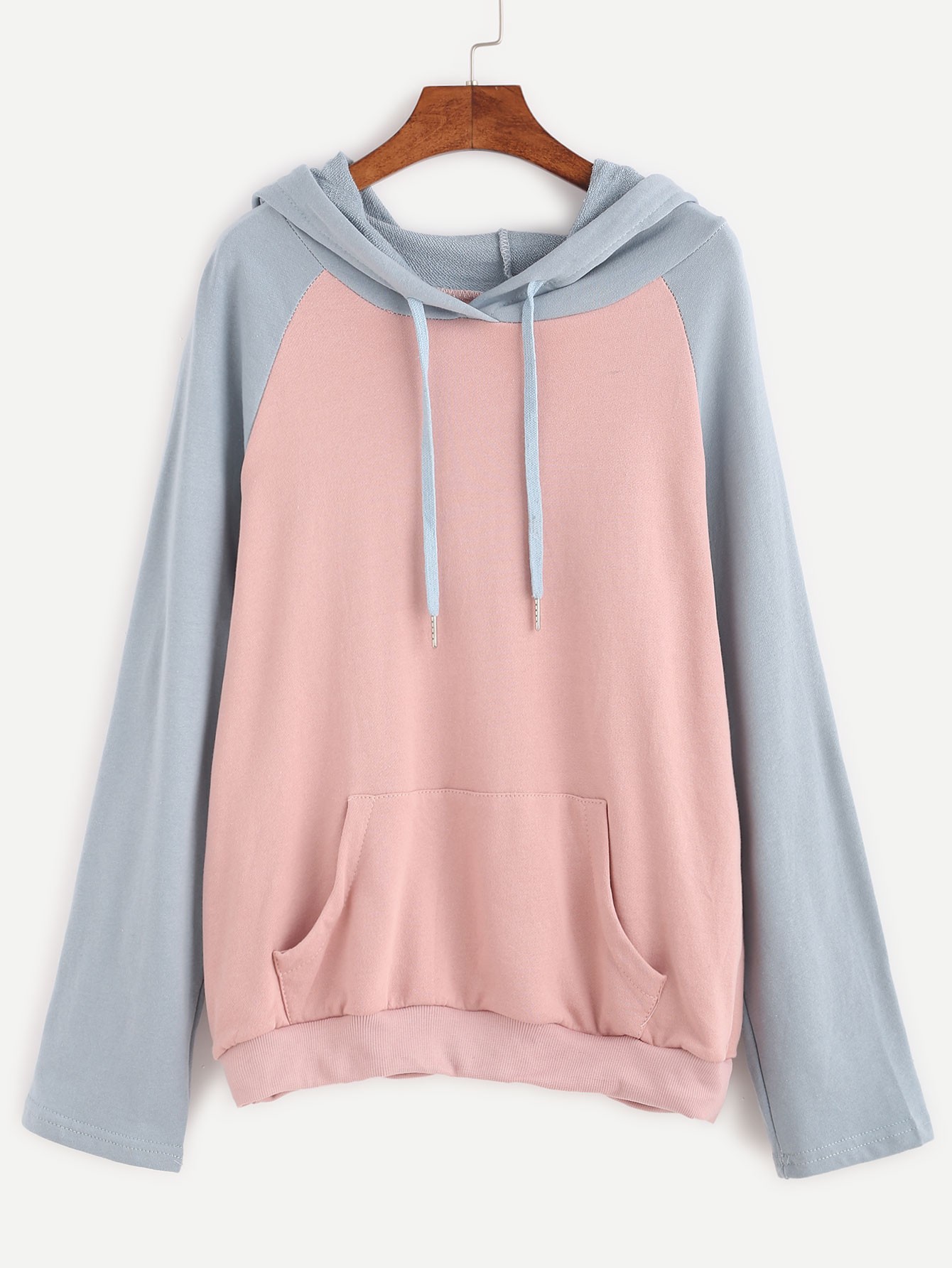 Pink Blue Pastel Long Sleeves Hoodie Hooded Sweatshirt