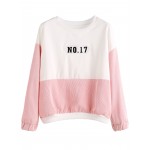 Pink White No. 17 Long Sleeves Sweatshirt