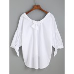 White Bow Back Mid Sleeves Shirt Blouse