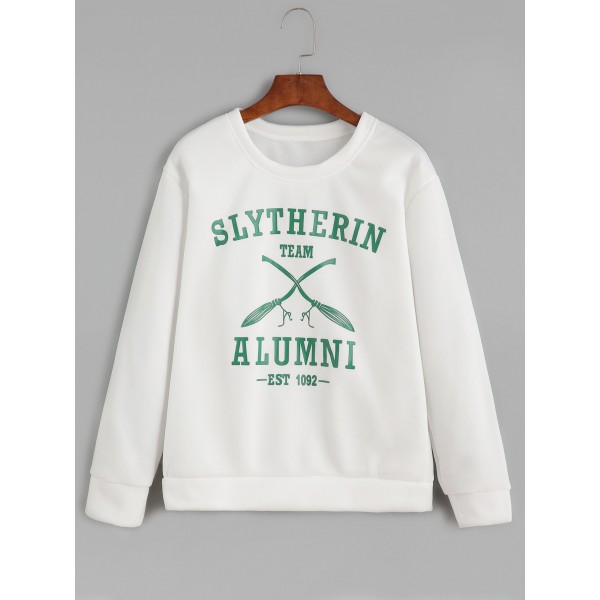 White Green Slytherin Alumnni Crew Neck Long Sleeves Sweatshirt