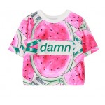 Pink Watermelon Damn Funky Cropped Short Sleeves Tops T Shirt