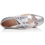 Silver Sheer Stars Lace Up Platforms Wedges Oxfords Shoes