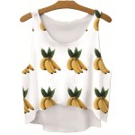 White Yellow Bananas Cropped Sleeveless T Shirt Cami Tank Top 