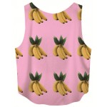 Pink Yellow Bananas Cropped Sleeveless T Shirt Cami Tank Top 
