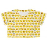 White Whatsapp Yellow Heads Emoji Cropped Short Sleeves T Shirt Top 