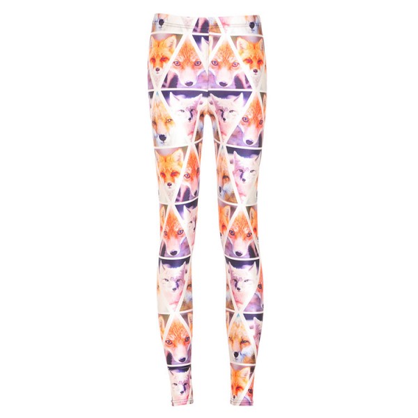 White Triangle Wolves Yoga Fitness Leggings Tights Pants