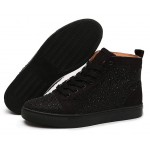 Black Crystals Diamantes Lace Up High Top Mens Sneakers Shoes